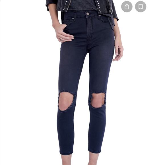 Free People Denim - FREE PEOPLE High Rise Busted Knee Skinny Jeans NWT - 26